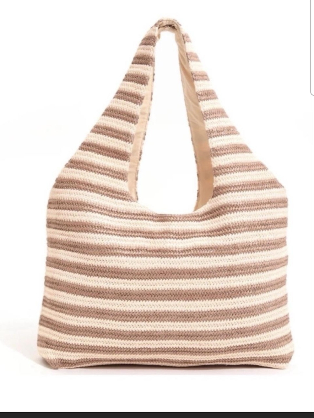 Beach Riot Striped Knit Shoulder Tote Bag - Beige & Cream